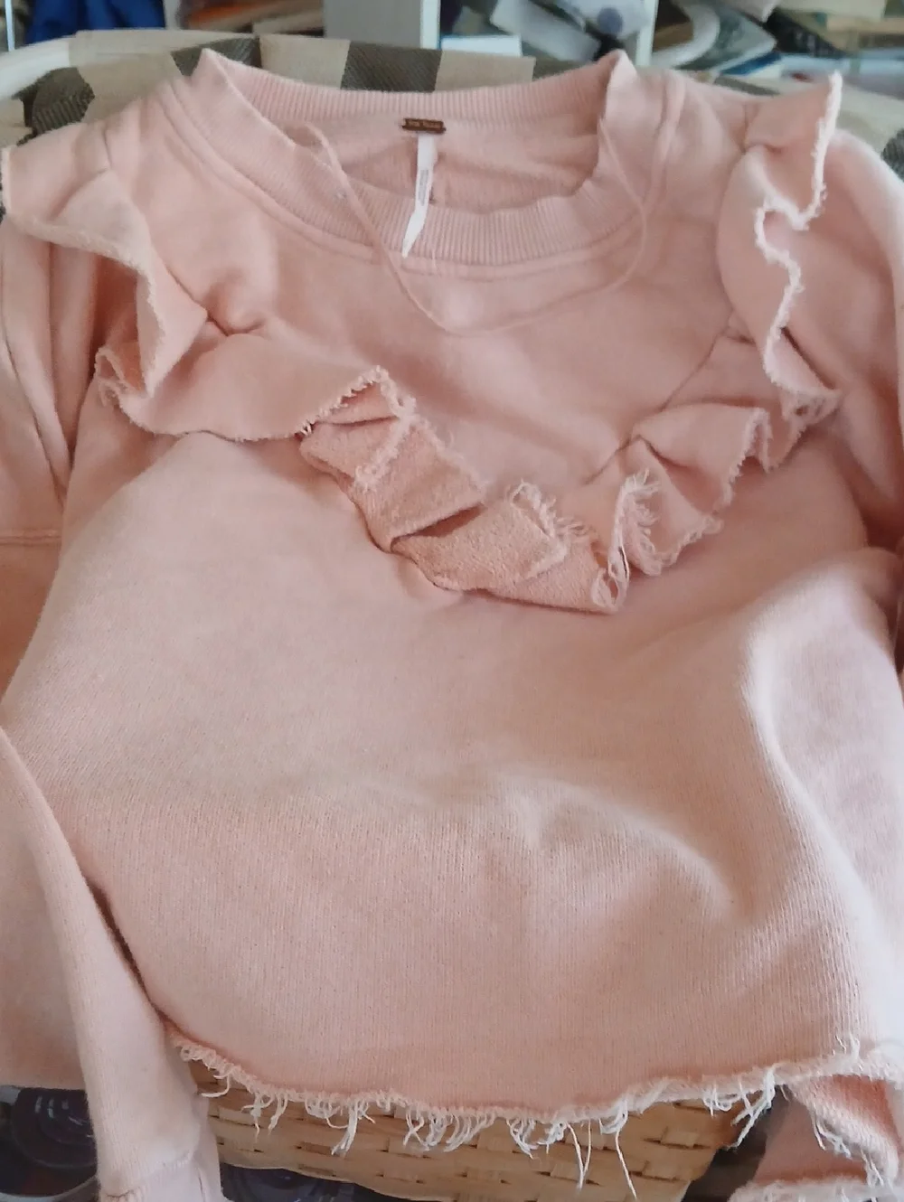 Free People Ruffled Crop Sweatshirt